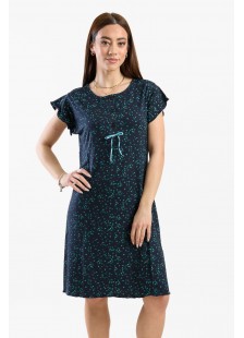 Summer short-sleeved nightgown CHERRY 214 BLUE BLUE Summer short-sleeved nightgown CHERRY 214 BLUE BLUE
