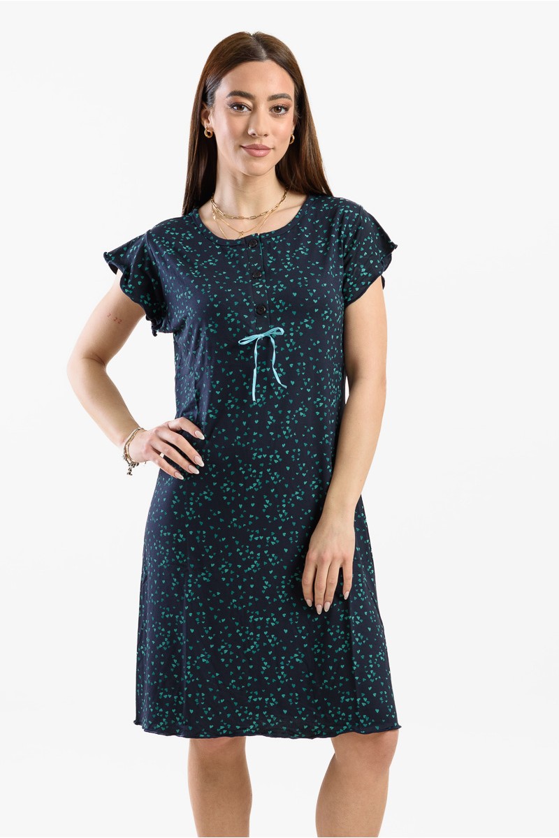 Summer short-sleeved nightgown CHERRY 214 BLUE BLUE Summer short-sleeved nightgown CHERRY 214 BLUE BLUE