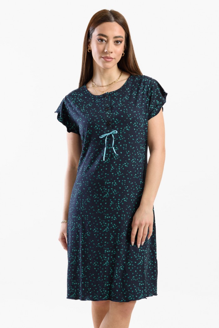 Summer short-sleeved nightgown CHERRY 214 BLUE BLUE