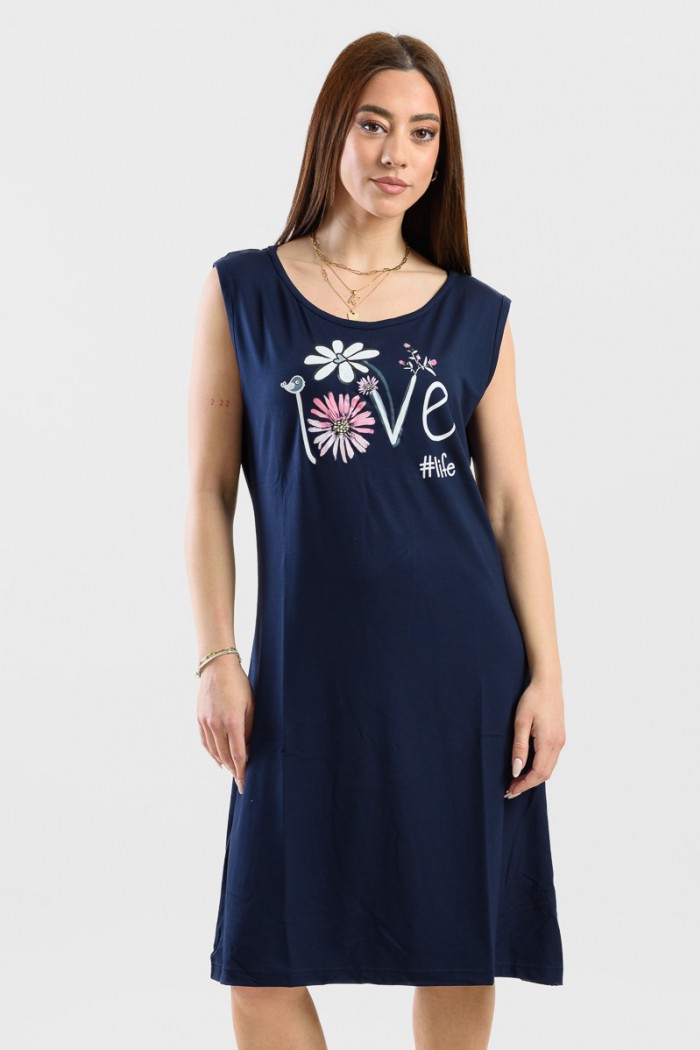 Ärmelloses Kleid CHERRY 203 BLUE DRESS für Damen