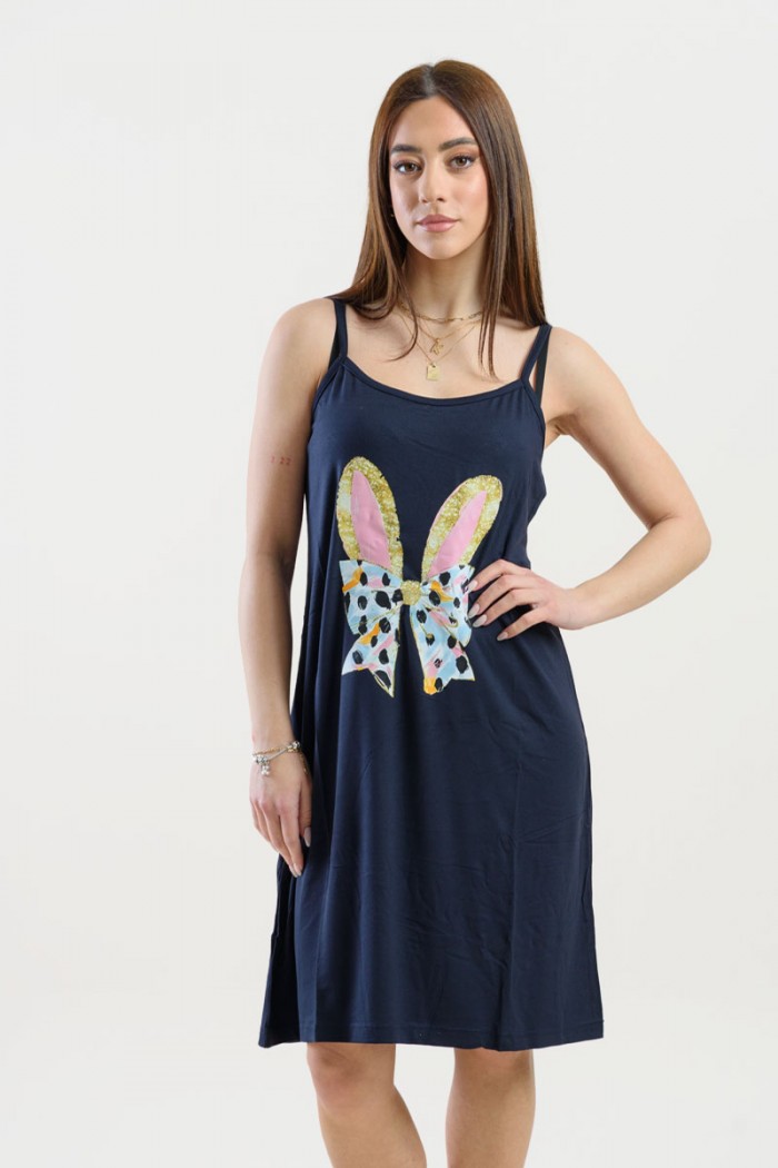 Summer nightgown thin straps CHERRY 228 BLUE BLUE DROPS