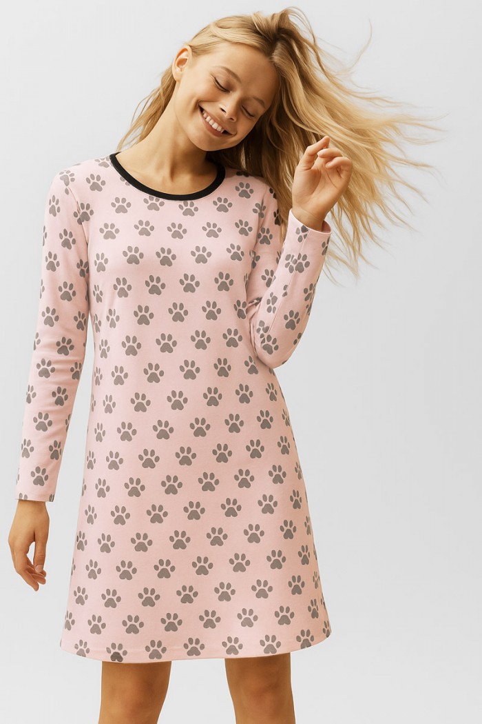 Winter nightgown Allover print CHERRY FOOTPRINT 2503