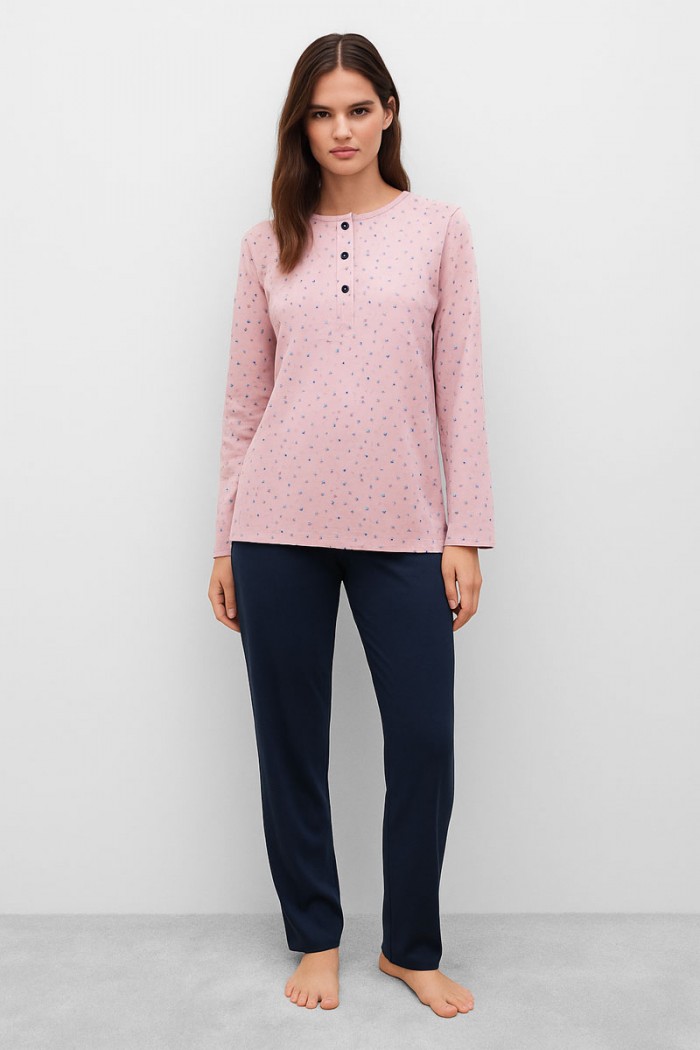 DAMEN WINTER SCHLAFANZUG KIRSCHE 2504 ROSA