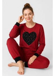 Damen-Winter-Pyjama CHERRY HEARTS 2507 RED Damen-Winter-Pyjama CHERRY HEARTS 2507 RED