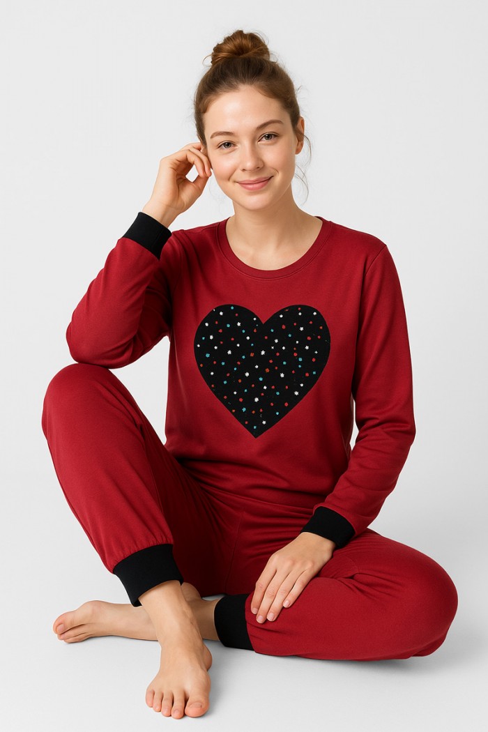 Damen-Winter-Pyjama CHERRY HEARTS 2507 RED