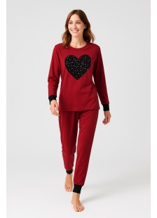 Damen-Winter-Pyjama CHERRY HEARTS 2507 RED Damen-Winter-Pyjama CHERRY HEARTS 2507 RED