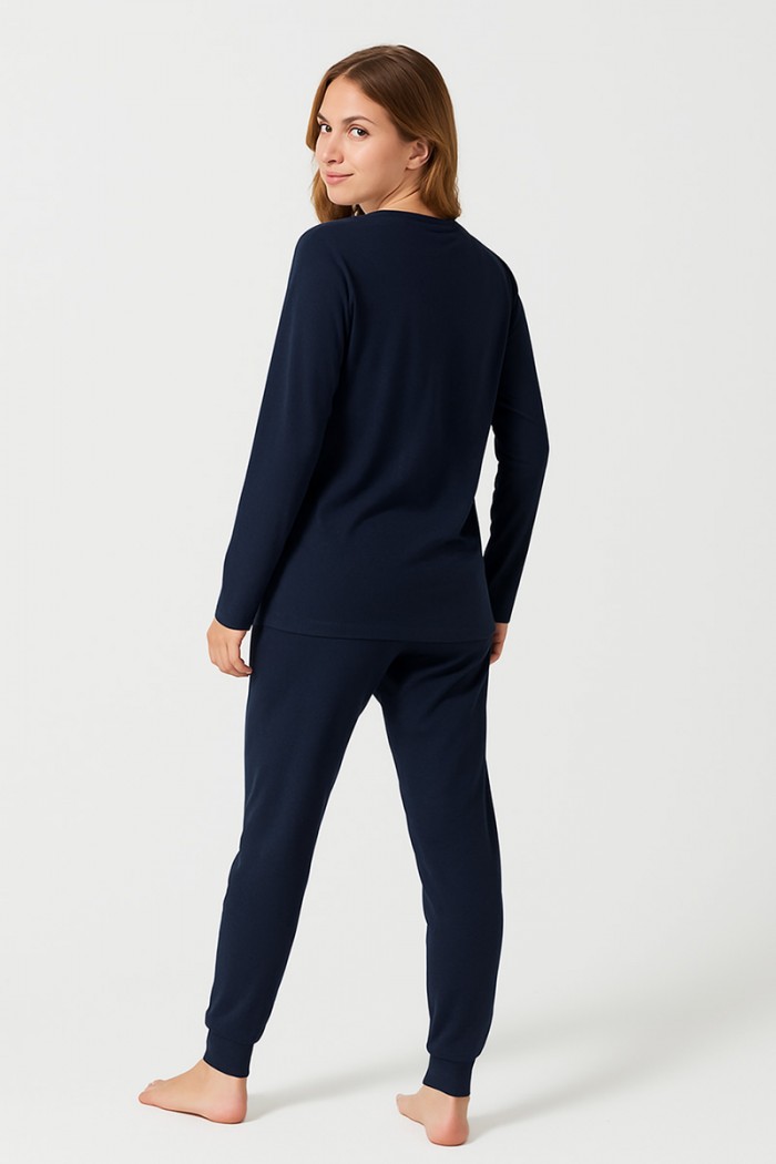 WINTERPYJAMA DAMEN KIRSCHE LIEBE 26013 NAVY