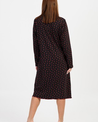 Winter nightgown with buttons CHERRY HEARTS 515