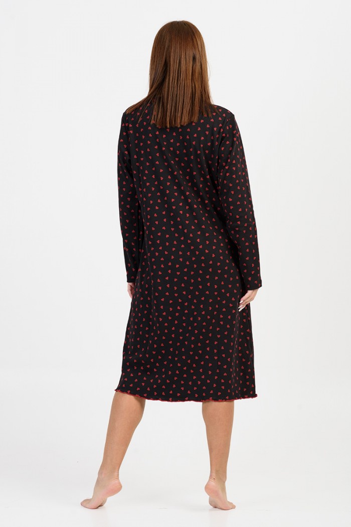 Winter nightgown with buttons CHERRY HEARTS 515