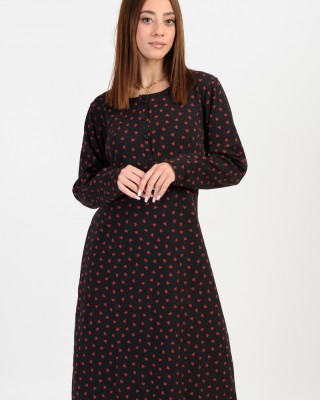 Winter nightgown with buttons CHERRY HEARTS 515