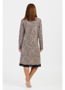 Winter nightdress with buttons CHERRY Leopard 518 Winter nightdress with buttons CHERRY Leopard 518