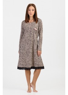 Winter nightdress with buttons CHERRY Leopard 518 Winter nightdress with buttons CHERRY Leopard 518