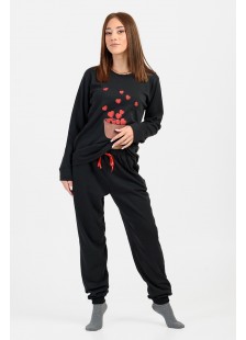 Women's pajamas with elastic CHERRY Black Hearts 527