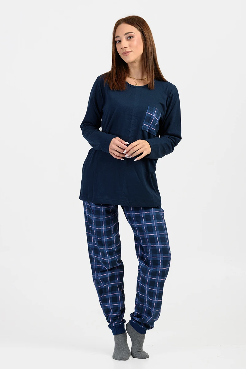 Damen-Schlafanzug mit Gummizug CHERRY NAVY 540 Damen-Schlafanzug mit Gummizug CHERRY NAVY 540