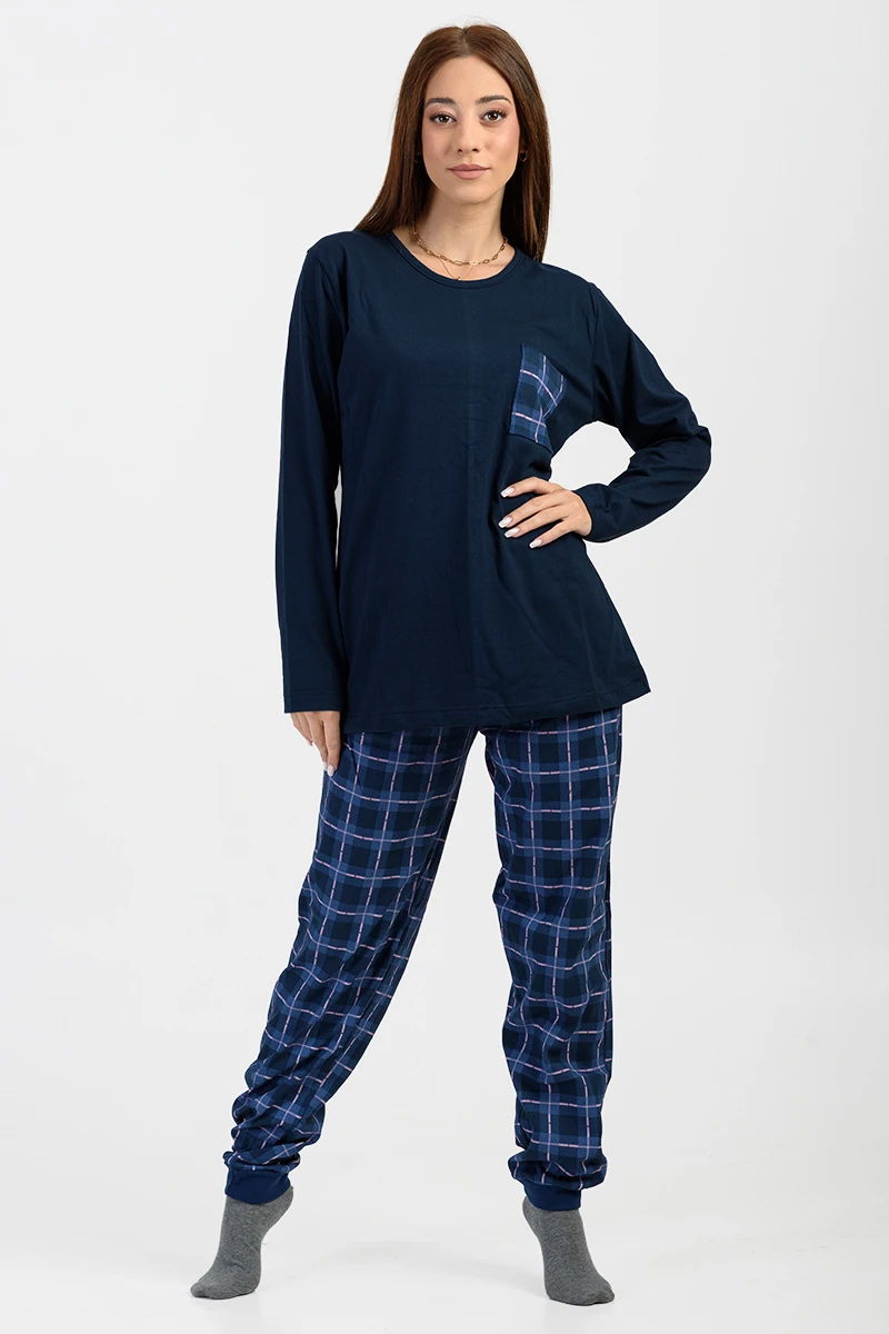 Damen-Schlafanzug mit Gummizug CHERRY NAVY 540