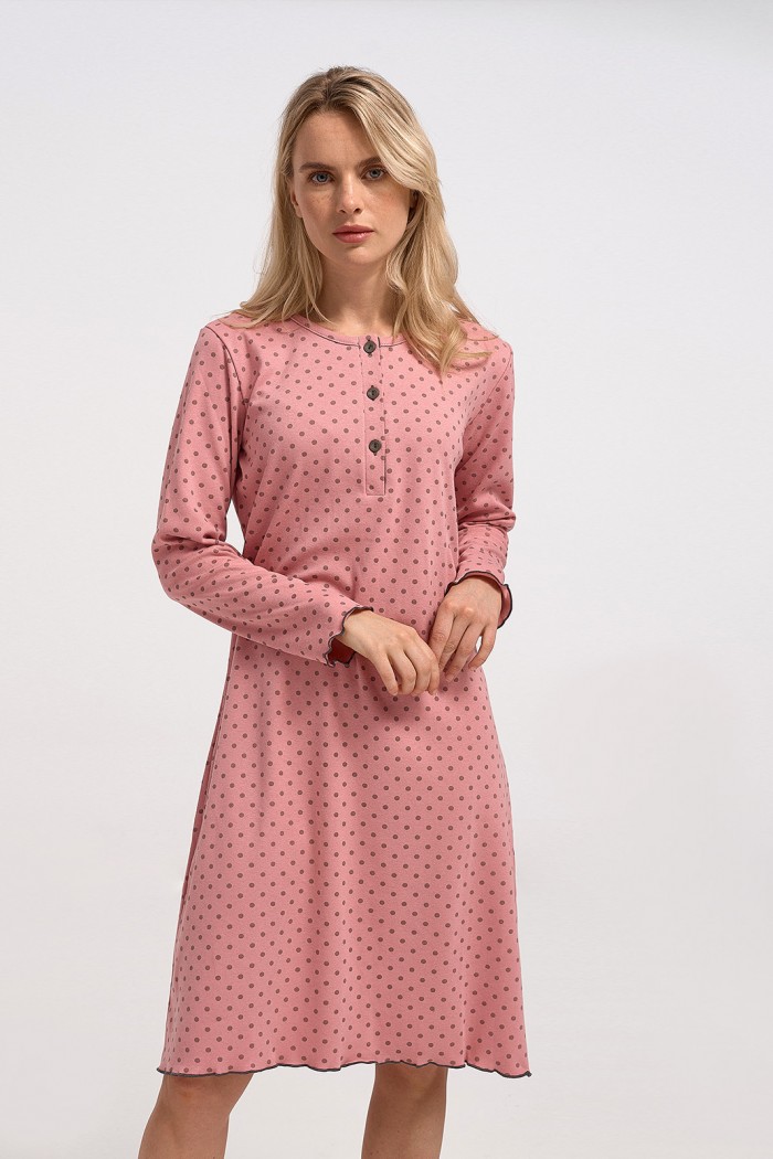 Klassisches Nachthemd mit Knopf CHERRY 10073