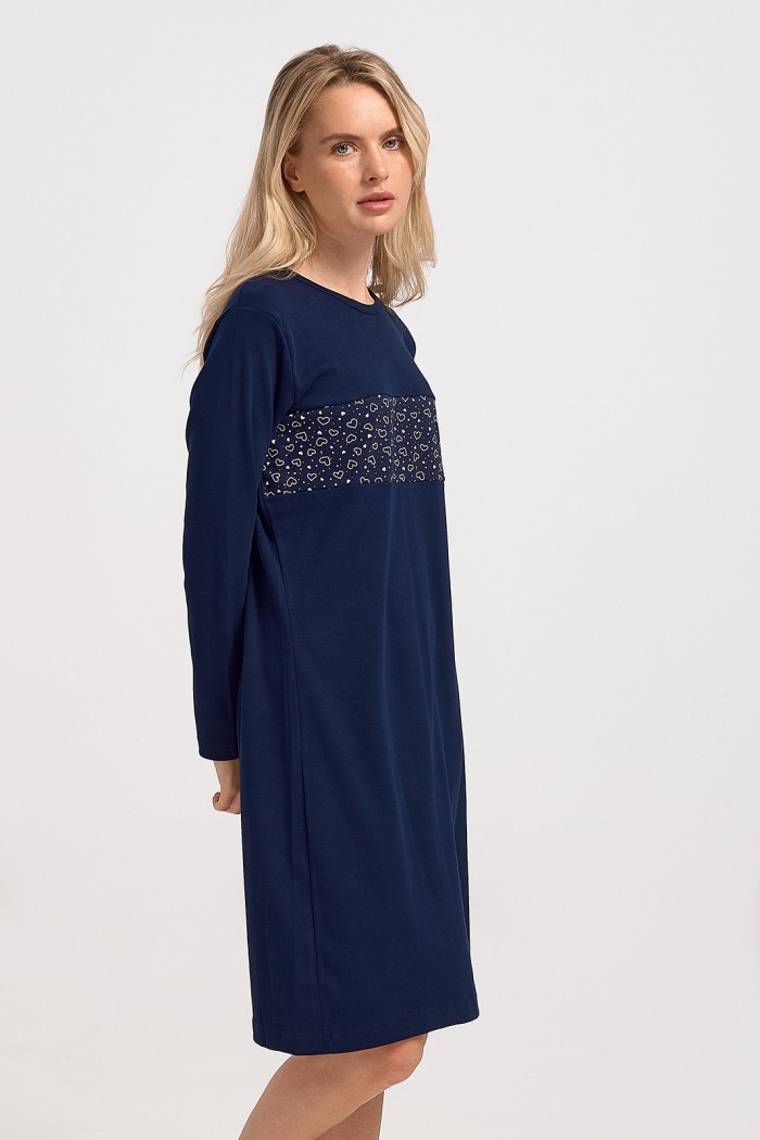 Klassisches Nachthemd ohne Knopf CHERRY NAVY 1138