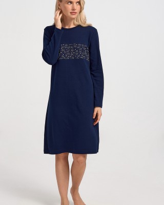 Classic nightgown without button CHERRY NAVY 1138
