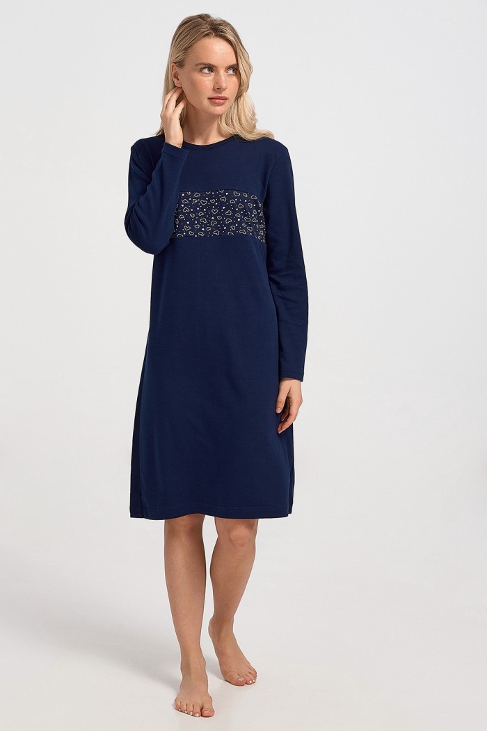 Klassisches Nachthemd ohne Knopf CHERRY NAVY 1138