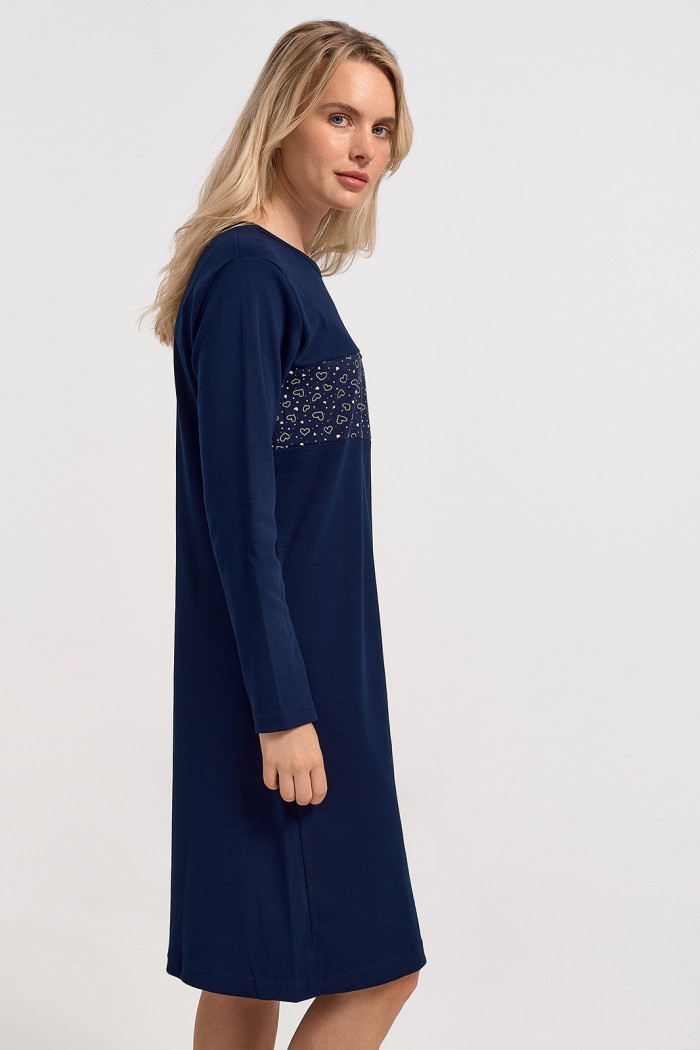 Klassisches Nachthemd ohne Knopf CHERRY NAVY 1138