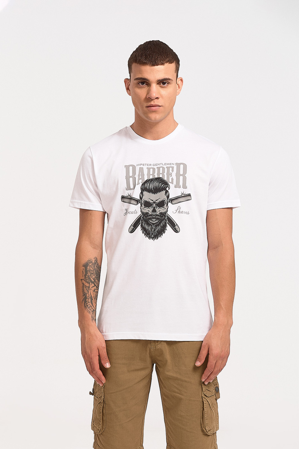 Men's T-Shirt Cotton4all BARBER 23-711 White