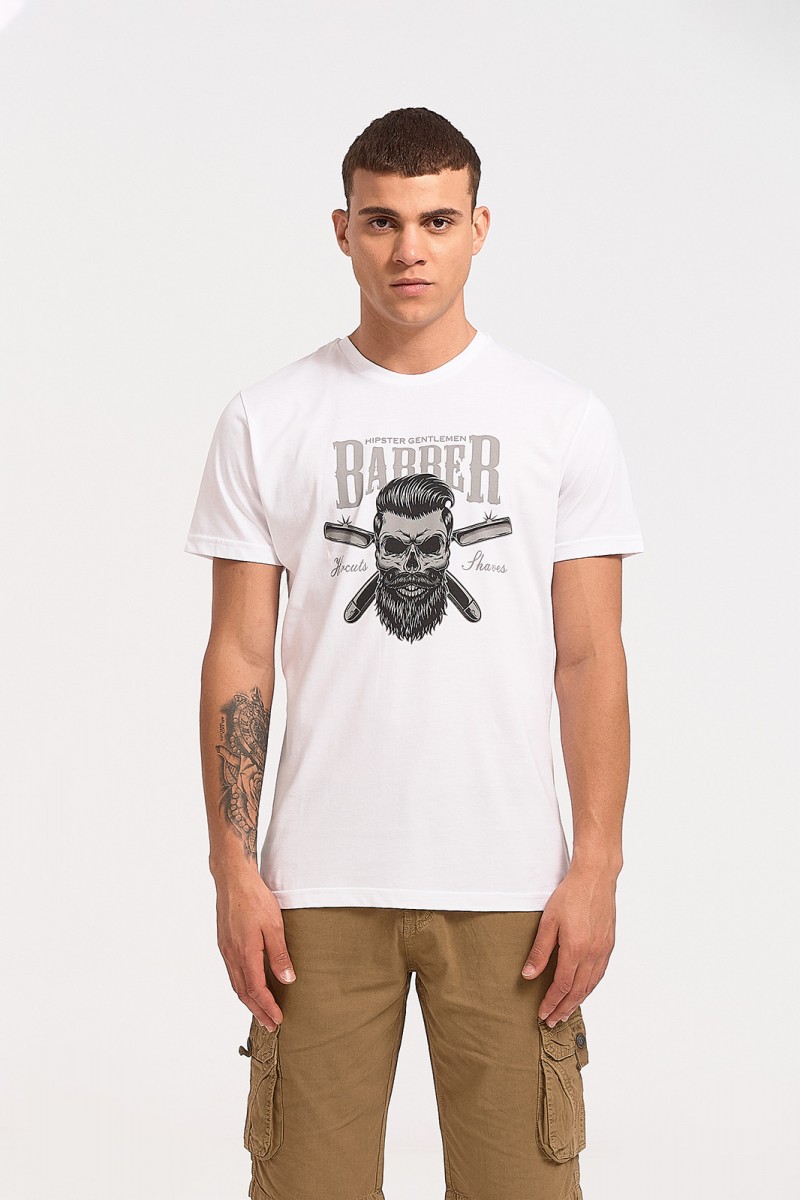 Men's T-Shirt Cotton4all BARBER 23-711 White