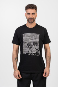 Men's T-Shirt Cotton4all PALM TREES BLACK 24-915
