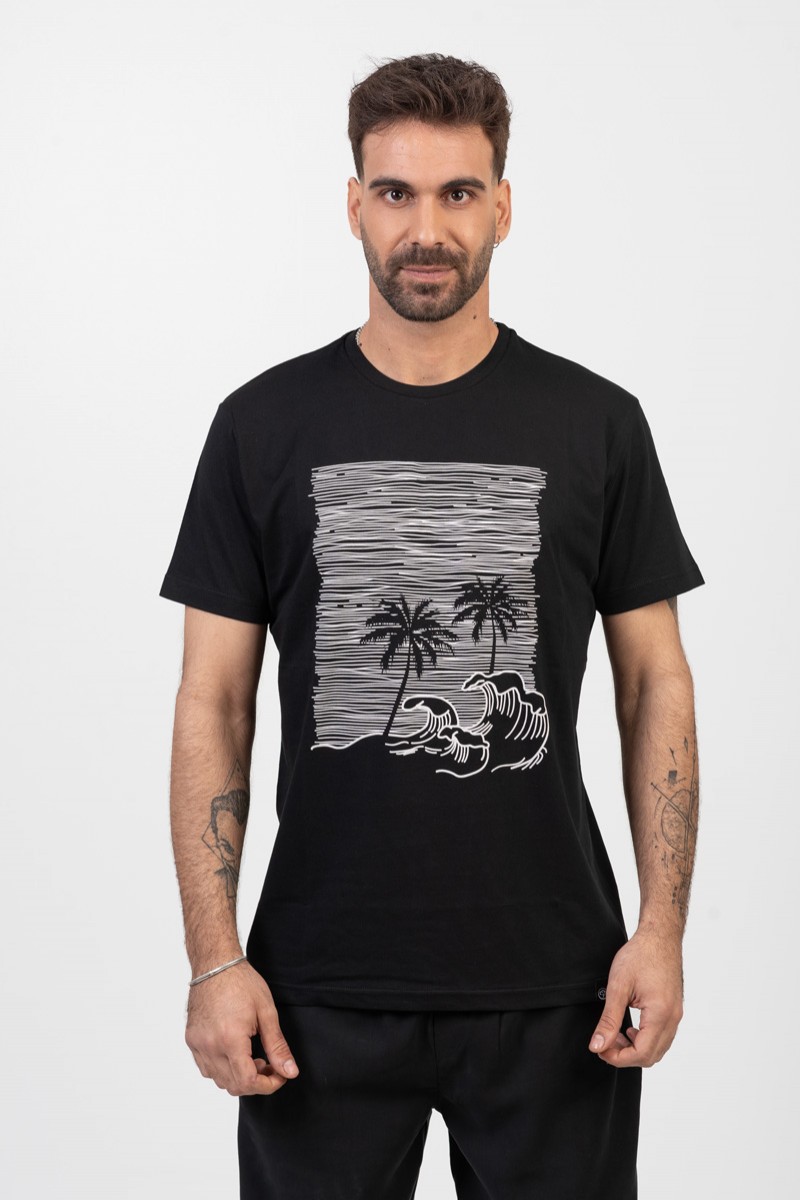 Men's T-Shirt Cotton4all PALM TREES BLACK 24-915