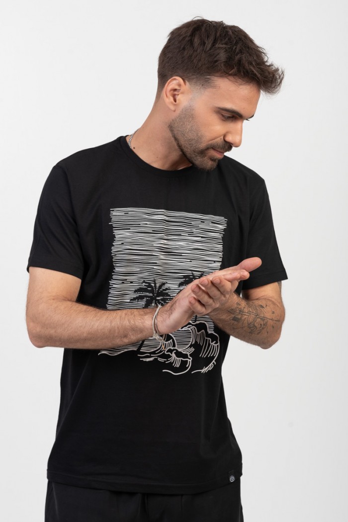 Men's T-Shirt Cotton4all PALM TREES BLACK 24-915