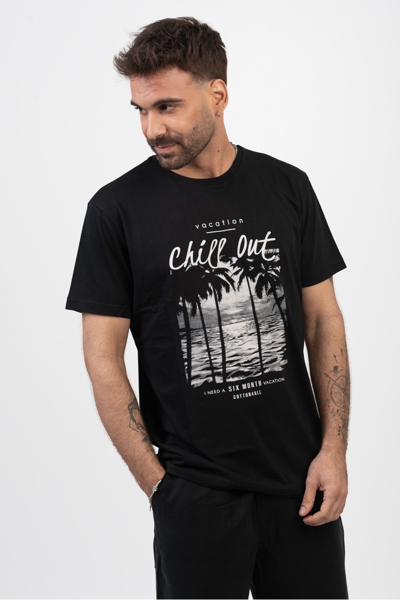 Men's T-Shirt Cotton4all CHILL OUT BLACK 24-918 Men's T-Shirt Cotton4all CHILL OUT BLACK 24-918