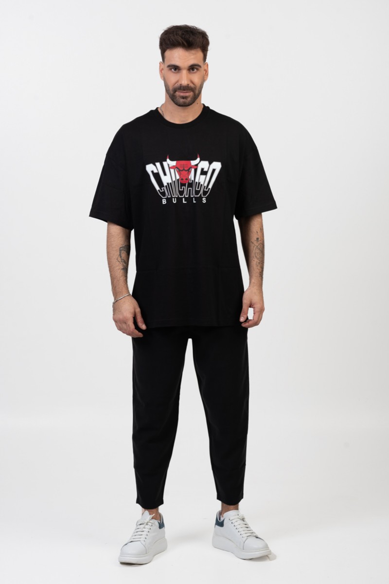 OVERSIZE Men's T-shirt CHICAGO BULLS BLACK 24-935