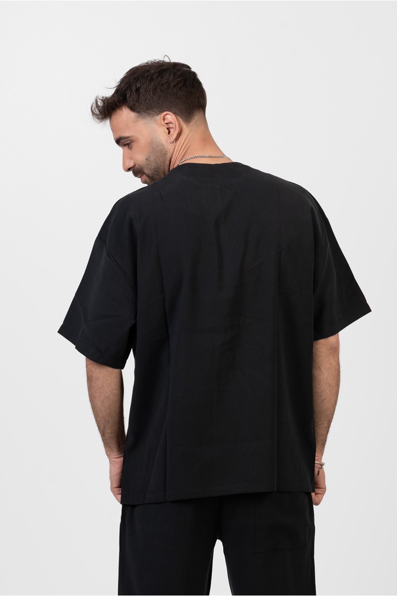 Herren Leinenbluse COTTON4ALL Schwarz 24-943 Herren Leinenbluse COTTON4ALL Schwarz 24-943