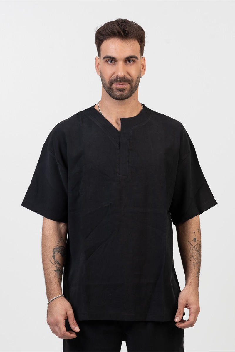 Herren Leinenbluse COTTON4ALL Schwarz 24-943 Herren Leinenbluse COTTON4ALL Schwarz 24-943