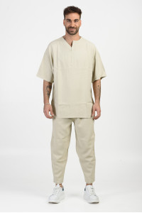 Men's linen blouse COTTON4ALL Ecru 24-943