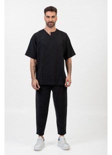Herren Leinenbluse COTTON4ALL Schwarz 24-943 Herren Leinenbluse COTTON4ALL Schwarz 24-943