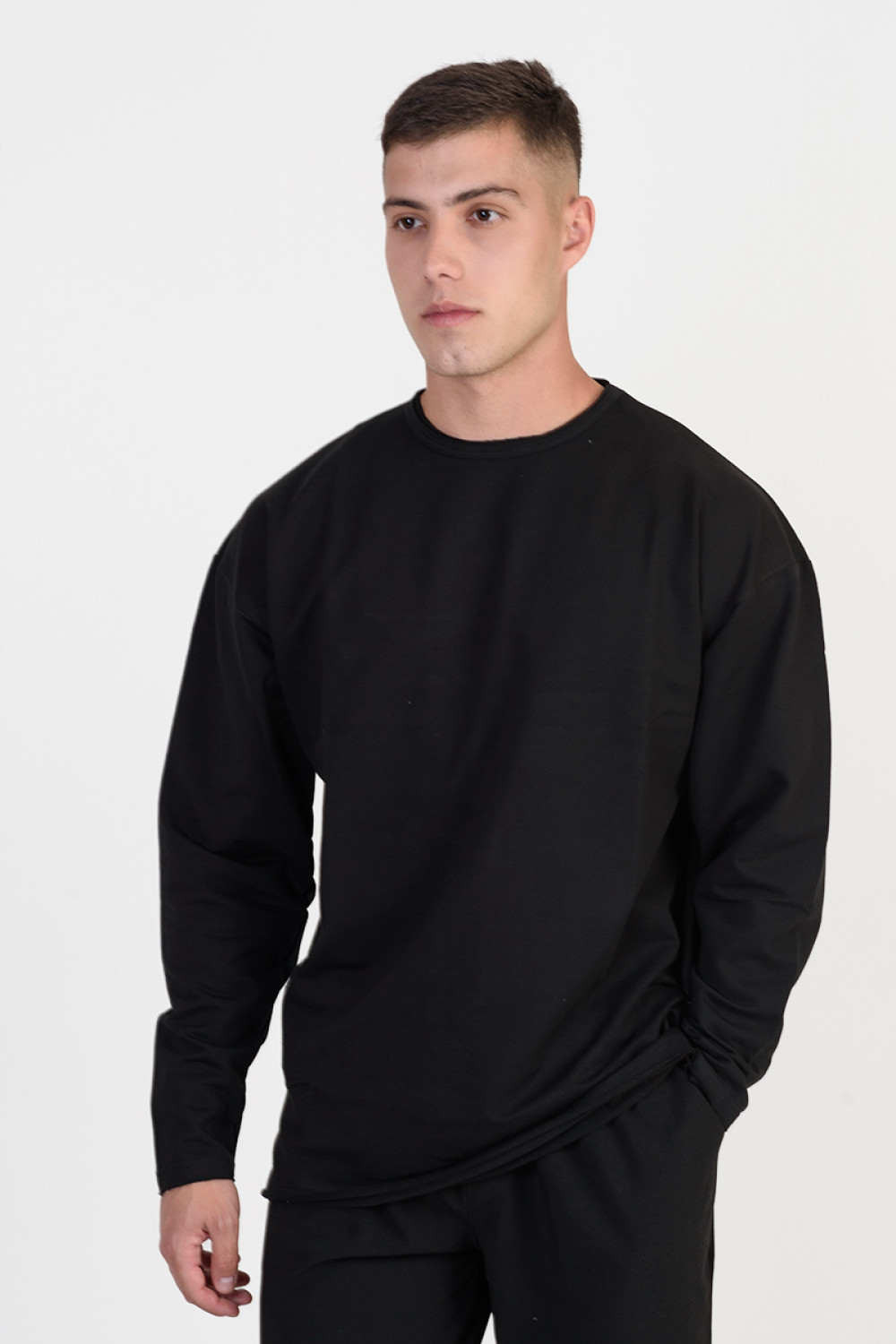 Men's monochrome blouse COTTON4ALL 25-158 BLACK