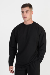 Men's monochrome blouse COTTON4ALL 25-158 BLACK