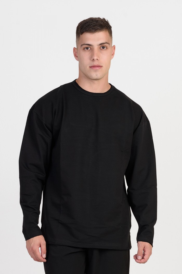 Men's monochrome blouse COTTON4ALL 25-158 BLACK