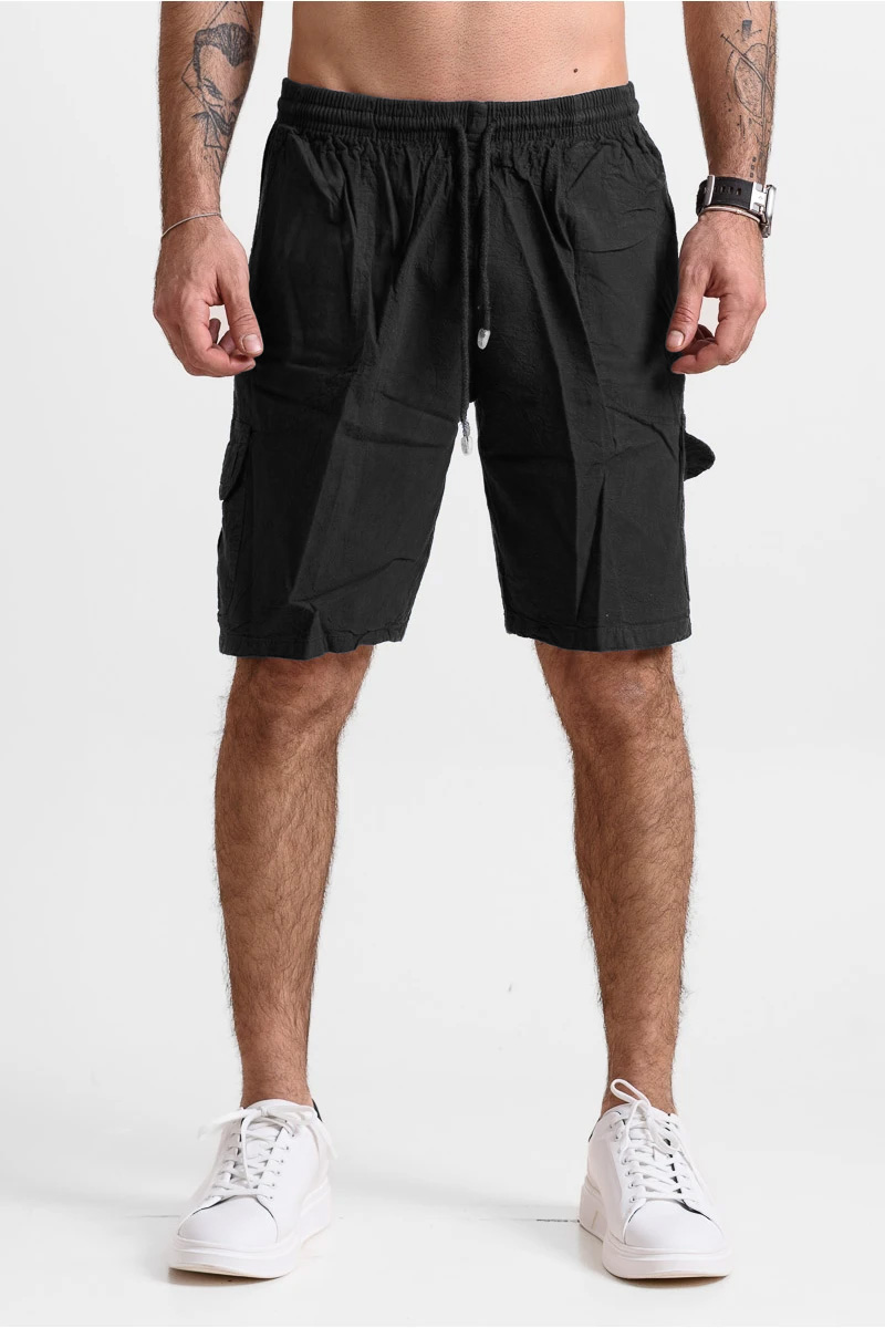 Men's cargo Bermuda shorts CREPE SPORTS BLACK