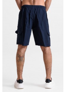 Men's cargo Bermuda shorts CREPE SPORTS BLUE BLACK Men's cargo Bermuda shorts CREPE SPORTS BLUE BLACK