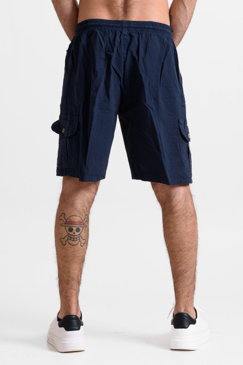 Men's cargo Bermuda shorts CREPE SPORTS BLUE BLACK