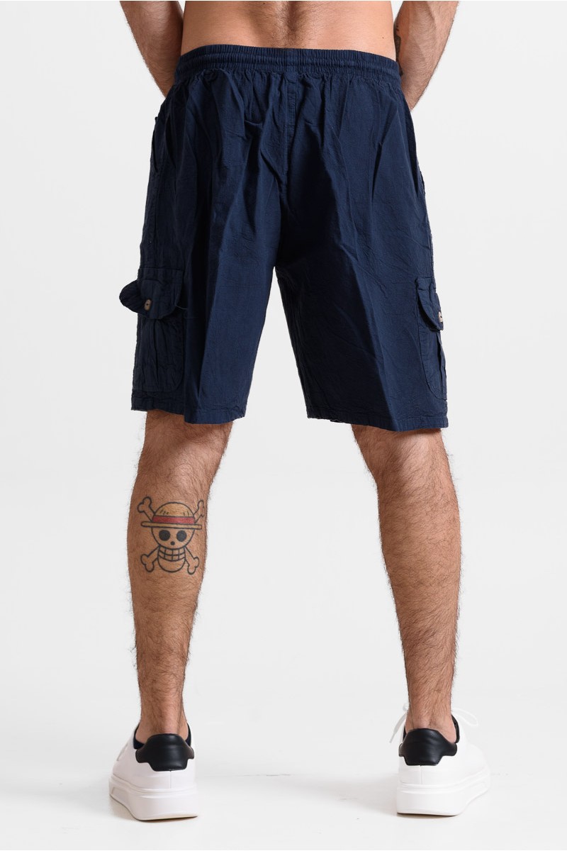 Men's cargo Bermuda shorts CREPE SPORTS BLUE BLACK Men's cargo Bermuda shorts CREPE SPORTS BLUE BLACK