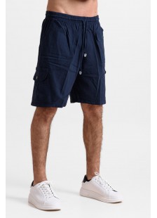Men's cargo Bermuda shorts CREPE SPORTS BLUE BLACK Men's cargo Bermuda shorts CREPE SPORTS BLUE BLACK