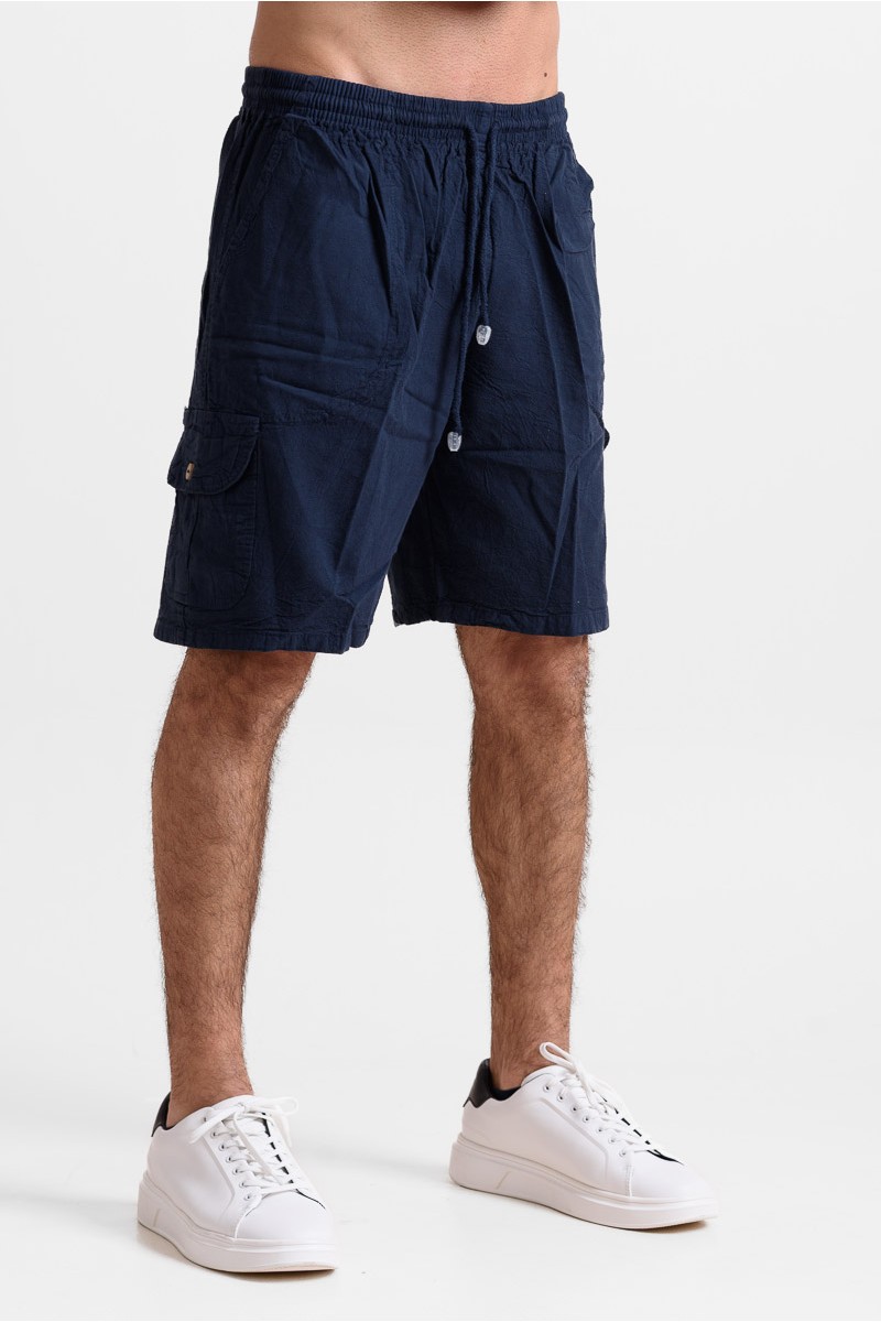 Men's cargo Bermuda shorts CREPE SPORTS BLUE BLACK Men's cargo Bermuda shorts CREPE SPORTS BLUE BLACK
