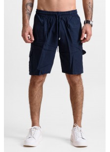 Men's cargo Bermuda shorts CREPE SPORTS BLUE BLACK Men's cargo Bermuda shorts CREPE SPORTS BLUE BLACK