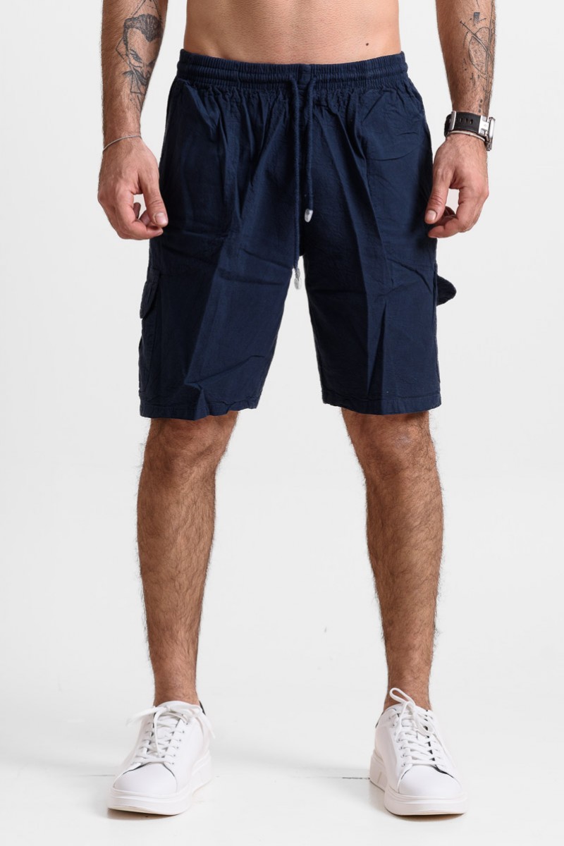 Men's cargo Bermuda shorts CREPE SPORTS BLUE BLACK