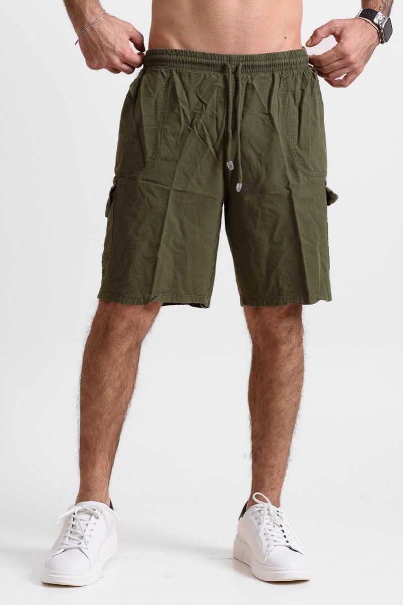 Men's cargo Bermuda shorts CREPE SPORTS HAKI