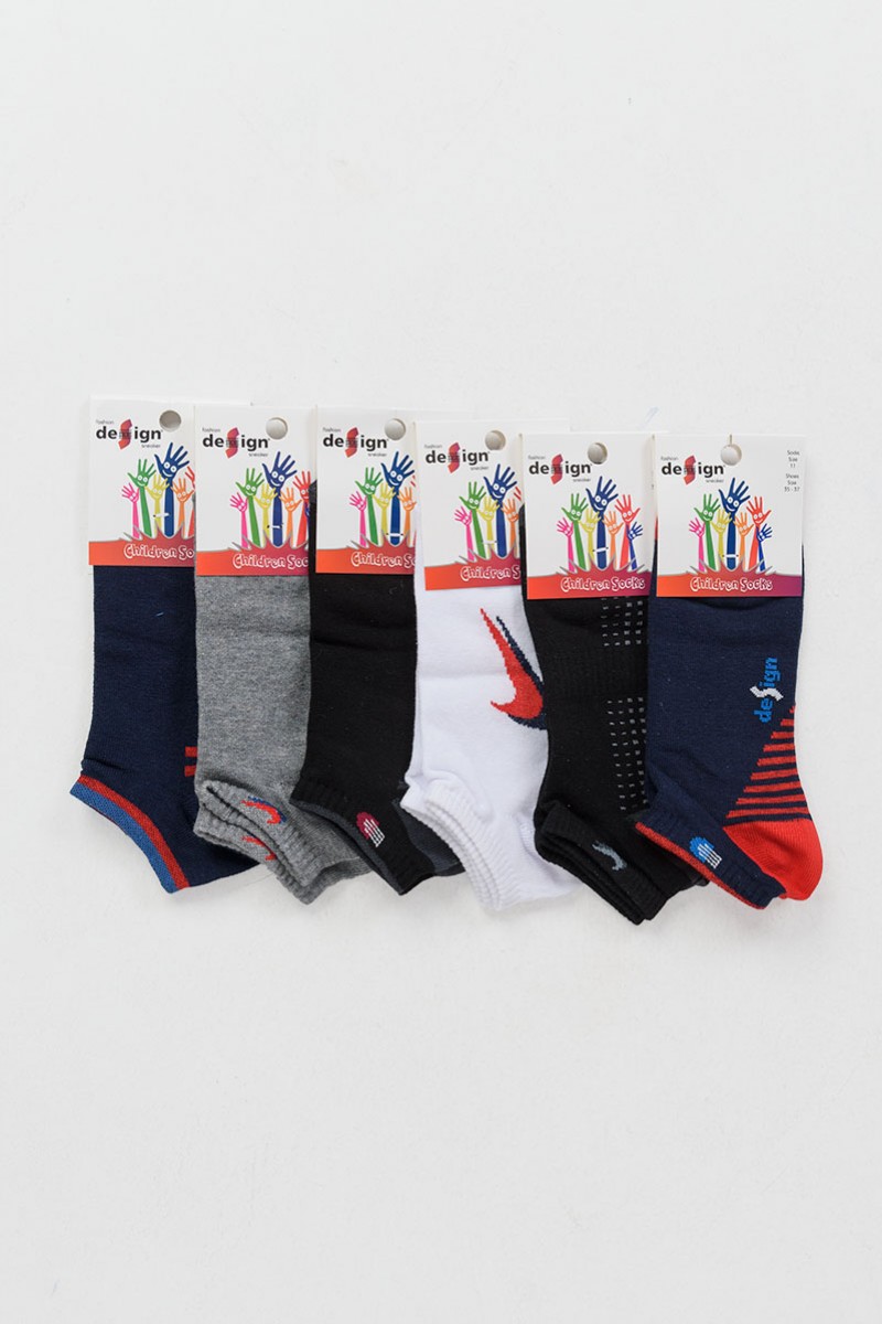 Children's short socks DESIGN Boy 6 Pack Combo 1