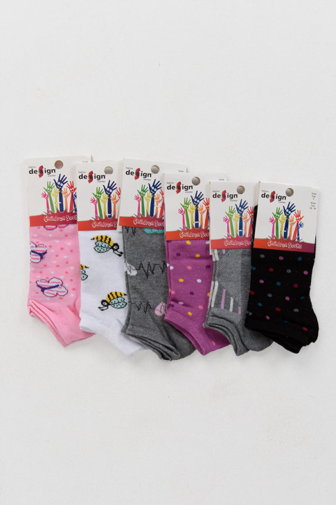 Short socks girl Design 6 Pack 5004485