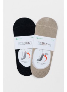 Ballerina socks with silicone DESIGN Beige and Black 1007 Ballerina socks with silicone DESIGN Beige and Black 1007